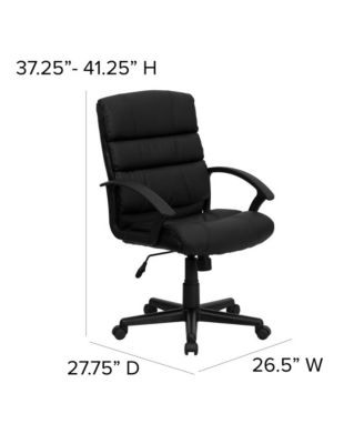 Mid-Back Leather Swivel Task Office Chair With Accent Divided Back And Arms