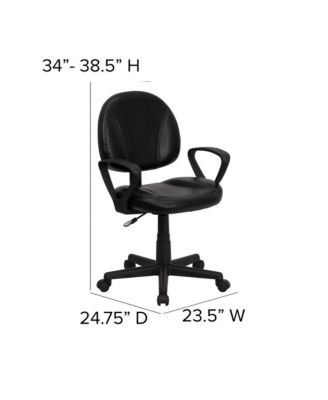Mid-Back Leather Swivel Ergonomic Task Office Chair With Back Depth Adjustment And Arms