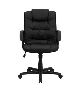 Mid-Back Leather Ripple And Accent Stitch Upholstered Swivel Task Office Chair With Arms