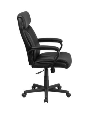 High Back Leather Executive Swivel Office Chair With Slight Mesh Accent And Arms