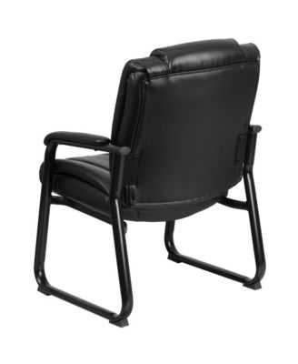 1 PC Leather Big & Tall 500 Lb. Rated Tufted Executive Side Reception Chair With Sled Base