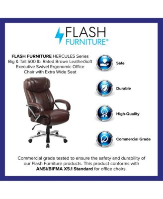 500 Lb. Big & Tall Leathersoft Executive Ergonomic Office Chair With Wide Seat