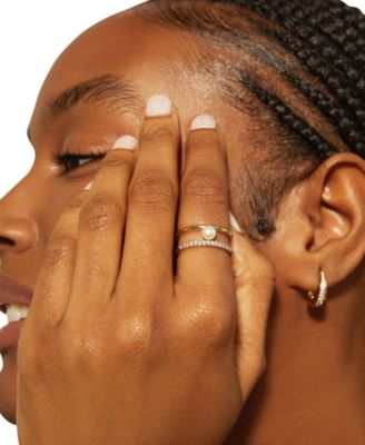 Cultured Freshwater Pearl (5mm) & Diamond (1/6 ct. t.w.) Openwork Double Row Ring in Gold Vermeil, Created for Macy's