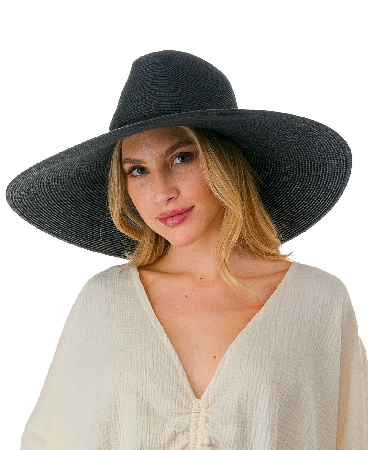 Shop Marcus Adler Women's Straw Floppy Hat In Black