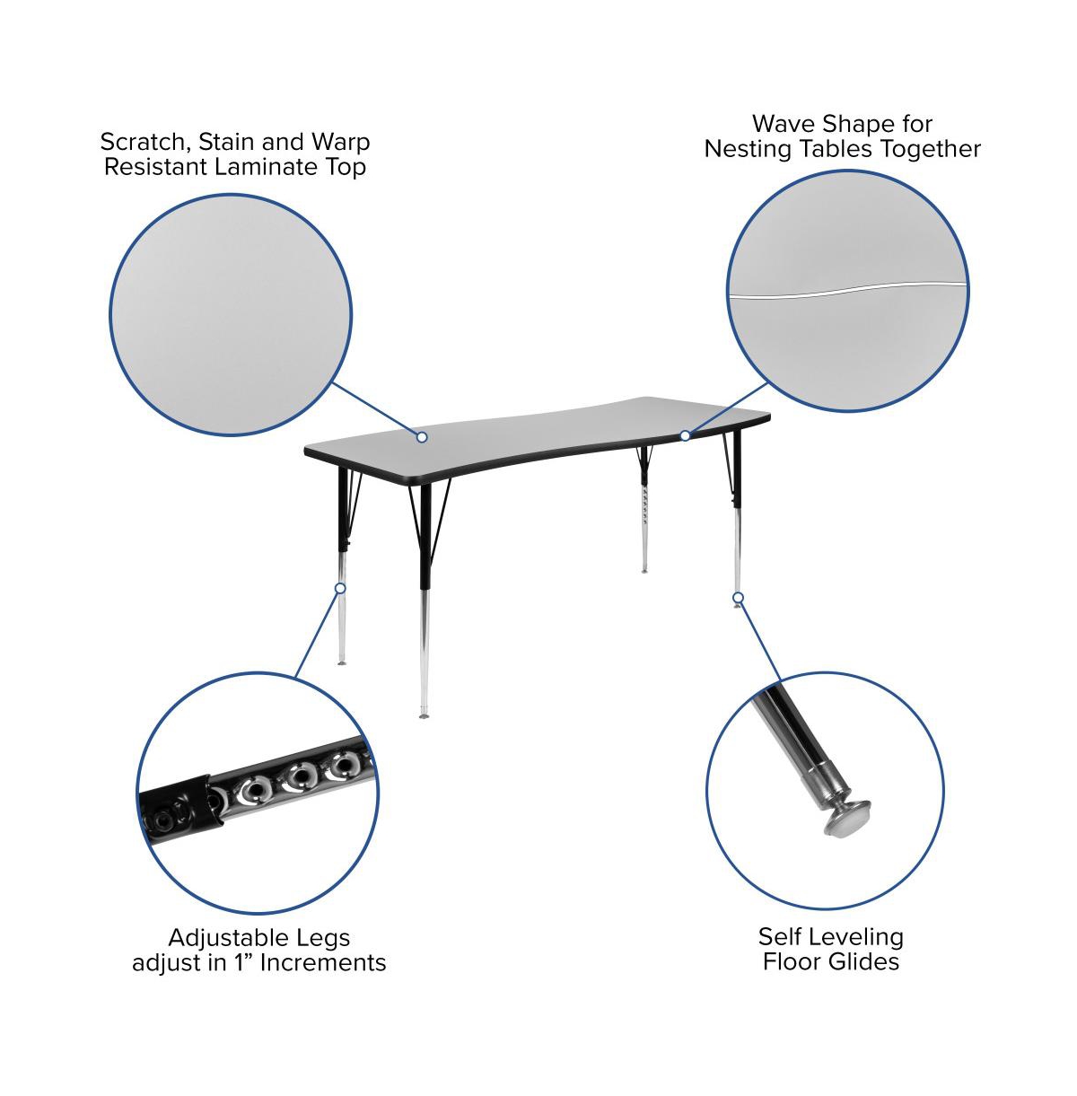 Oval Wave Collaborative Laminate Activity Table Set With Student Stack Chairs