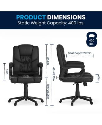   High Back   LeatherSoft, Foam, Metal   400 lb Capacity, Tilt Lock, Swivel, Ergonomic   Desk Chair