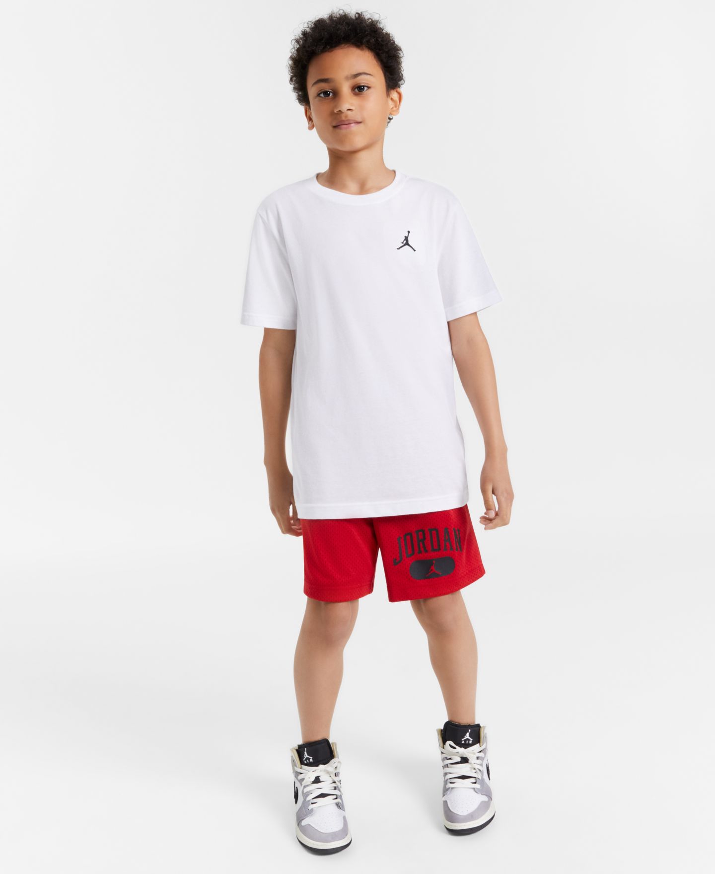 Комплекты Jordan Jumpman Air Embroidery T-Shirt & Mesh Logo Shorts для мальчиков, цвет: Чёрный — фото 1