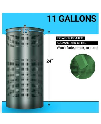 Kirk 11.5 Gallon Stainless Steel Outdoor Trash Can With Lid, Freestanding Or Mountable Design, 20 Trash Bags Included