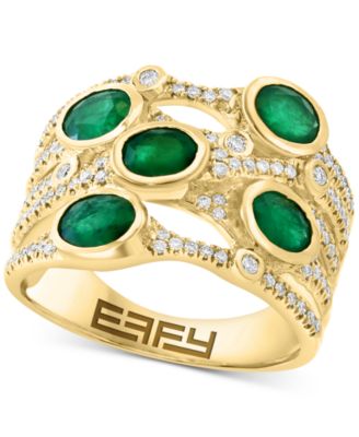EFFY Collection - Emerald (1-5/8 ct. t.w.) & Diamond (1/3 ct. t.w.) Multirow Statement Ring in 14k Gold