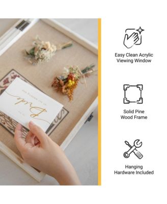 Wood Shadow Box Display Case - Solid Wood With Acrylic Window - Security Latch - For Mementos And Keepsakes