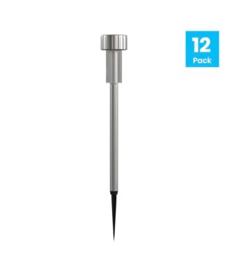 Set Of 12 Stainless Steel Led Solar Landscape Lights, Weather Resistant Outdoor Solar Powered Lights For Pathway, Garden, & Yard