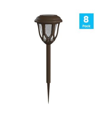 All-Weather Tulip Design Led Solar Lights, Outdoor Solar Powered Lights For Pathway, Garden, & Yard - Set Of 8