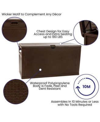120 Gallon Weather Resistant Outdoor Storage Box For Decks, Patios, Poolside And More