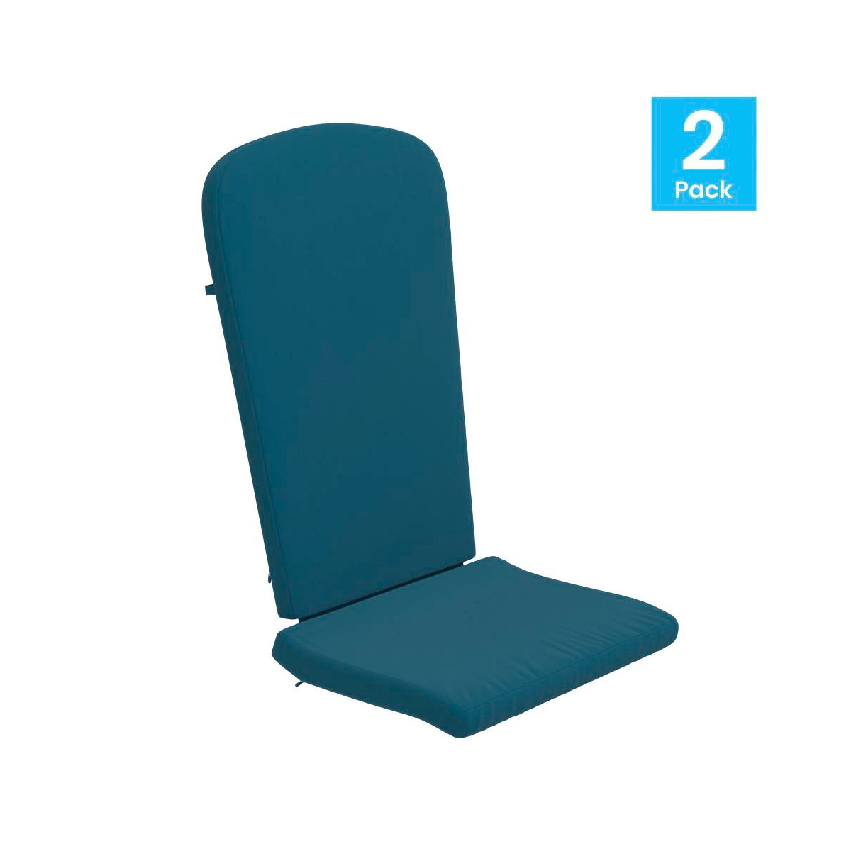 Merrick Lane Riviera Set Of 2 Indoor/Outdoor High Back Adirondack Chair Cushions With Elastic Strap And Water Resistant Covers