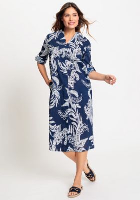 Tee outlets Dress, 3/4 Sleeves, Navy/White