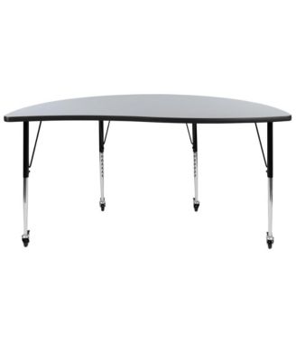 Mobile 60" Half Circle Wave Flexible Collaborative Adjustable Height Activity Table