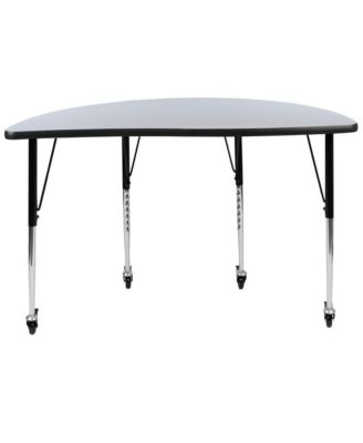 Mobile 47.5" Half Circle Wave Flexible Collaborative Adjustable Height Activity Table