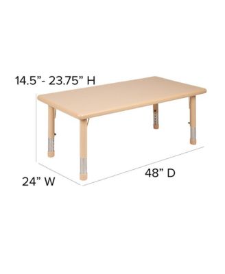 24"W X 48"L Rectangular Plastic Height Adjustable Activity Table