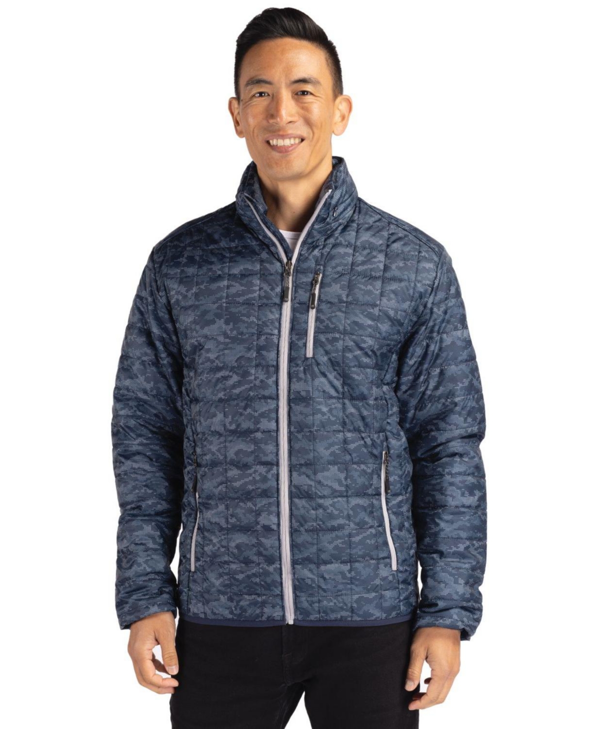 Big & Tall Rainier PrimaLoft Eco Insulated Full Zip Printed Puffer Jacket - Dark navy