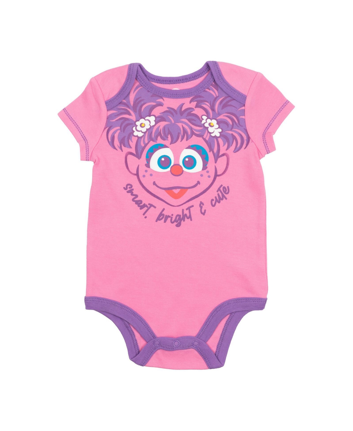 Baby Girls Elmo Cookie Monster Bird 5 Pack Cuddly Short Sleeve Bodysuits - Sesame street