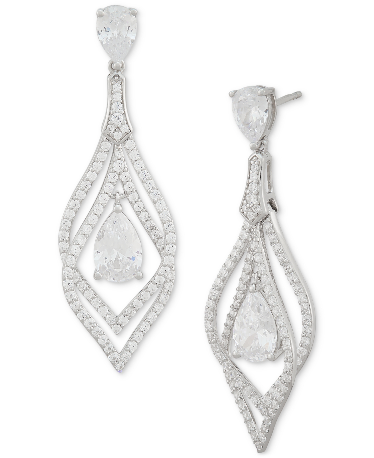 Arabella Cubic Zirconia Pear Orbital Drop Earrings In Sterling Silver In Sterling Silver