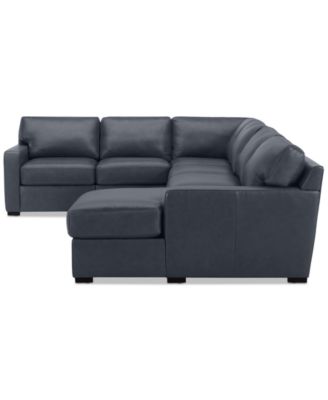 Radley 129" 6-Pc. Leather Square Corner Modular Chaise Sectional