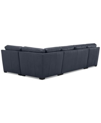 Radley 136" 4-Pc. Leather Square Corner Modular Chaise Sectional