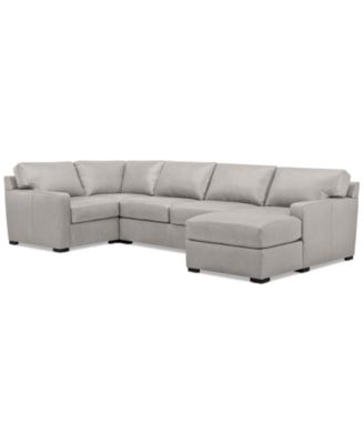 Radley 136" 4-Pc. Leather Square Corner Modular Chaise Sectional