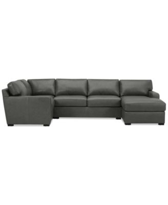 Radley 136" 4-Pc. Leather Square Corner Modular Chaise Sectional