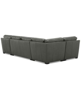 Radley 136" 4-Pc. Leather Square Corner Modular Chaise Sectional