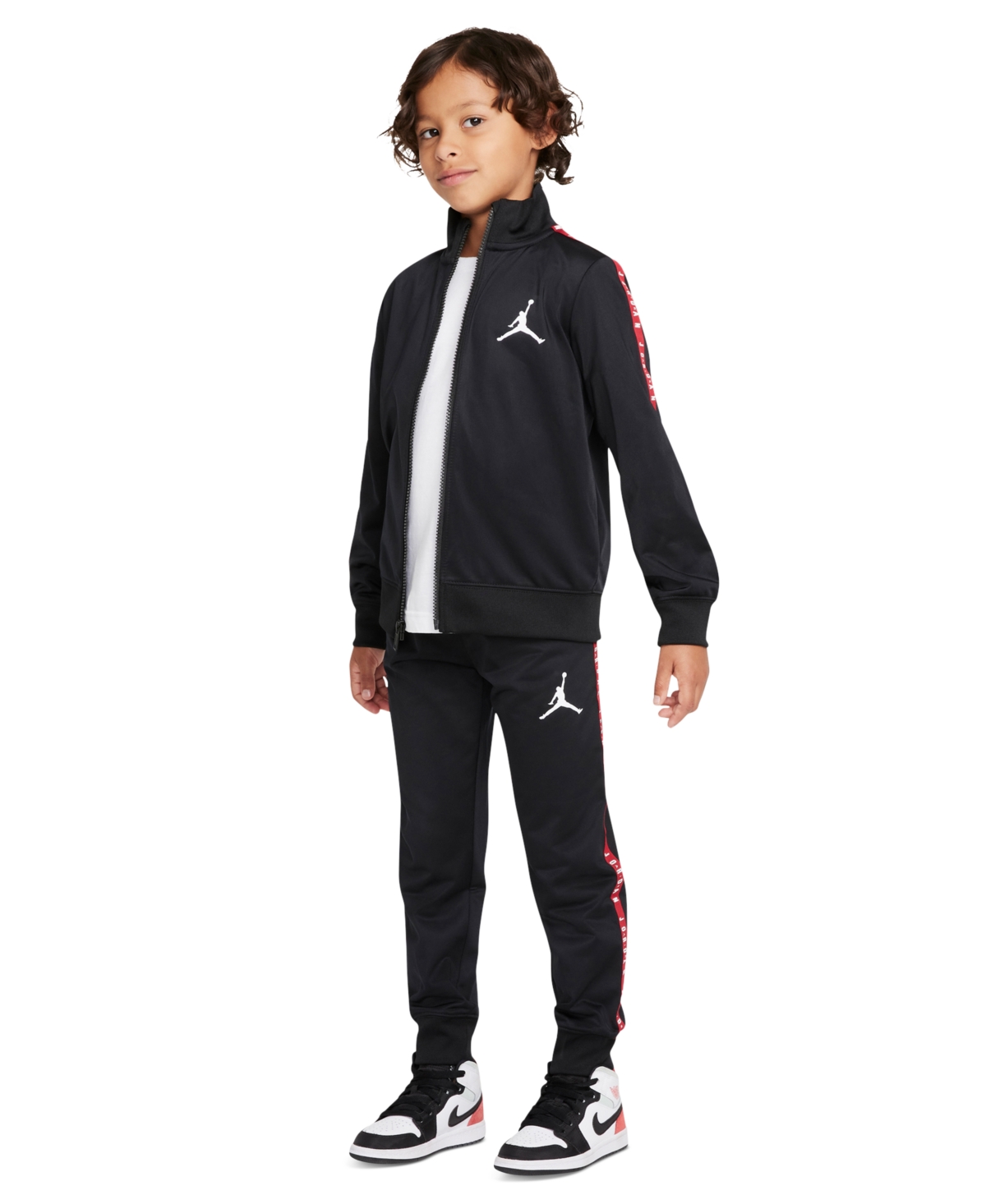 Jordan Little Boys Air Tricot Jacket And Pants, 2 Piece Set In Black