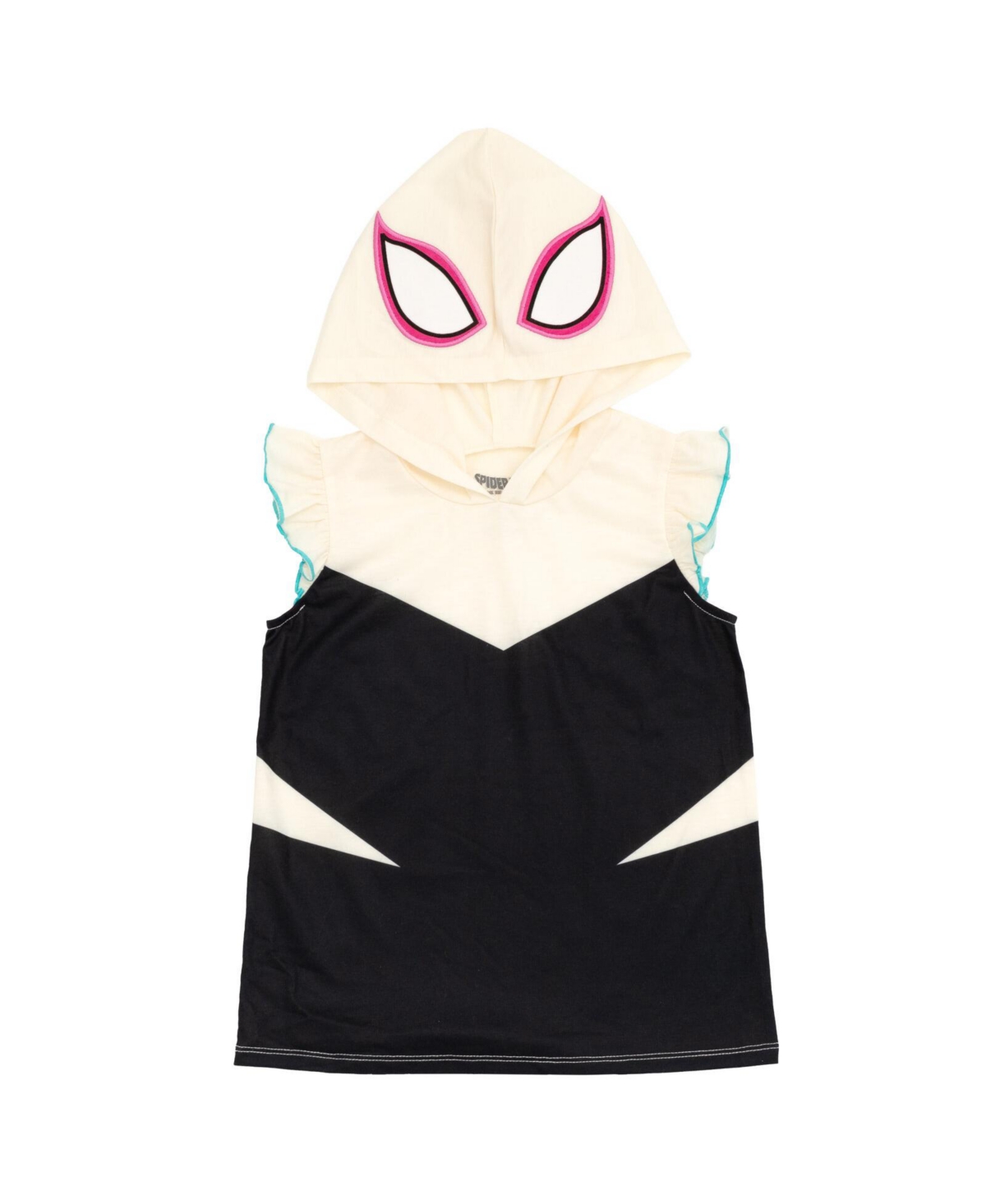 Marvel Girls Spider-Man Spider-Gwen Ghost Spider Hooded Cosplay Tank Top and French Terry Shorts Outfit Set - Ghost-spider cosplay