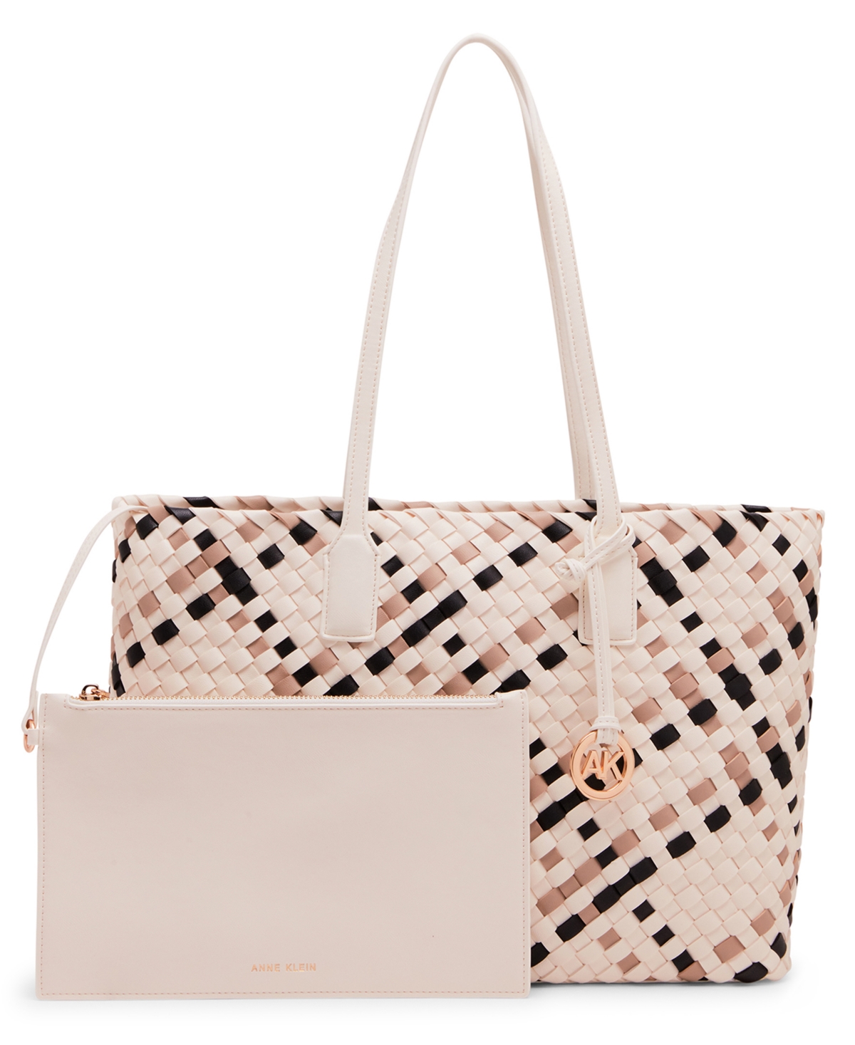 Shop Anne Klein Woven Tote With Pouch In Multi