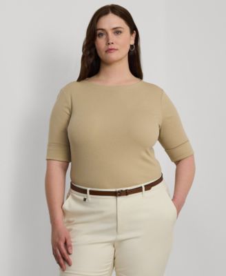 Lauren Ralph Lauren - Plus Size Boat-Neck Tee