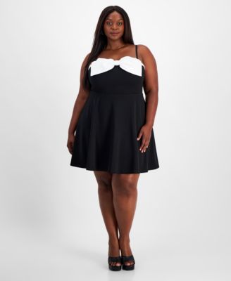 City Studios - Trendy Plus Size Bow Sleeveless Fit & Flare Dress