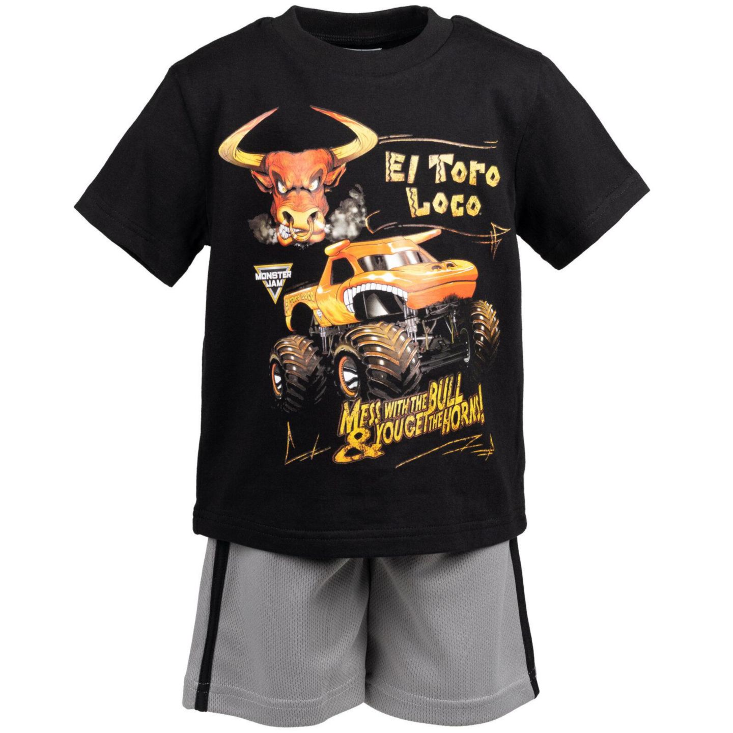 Детский спортивный комплект Monster Jam: футболка и шорты для мальчиков, цвет: Чёрный, вариант 1 — фото 3