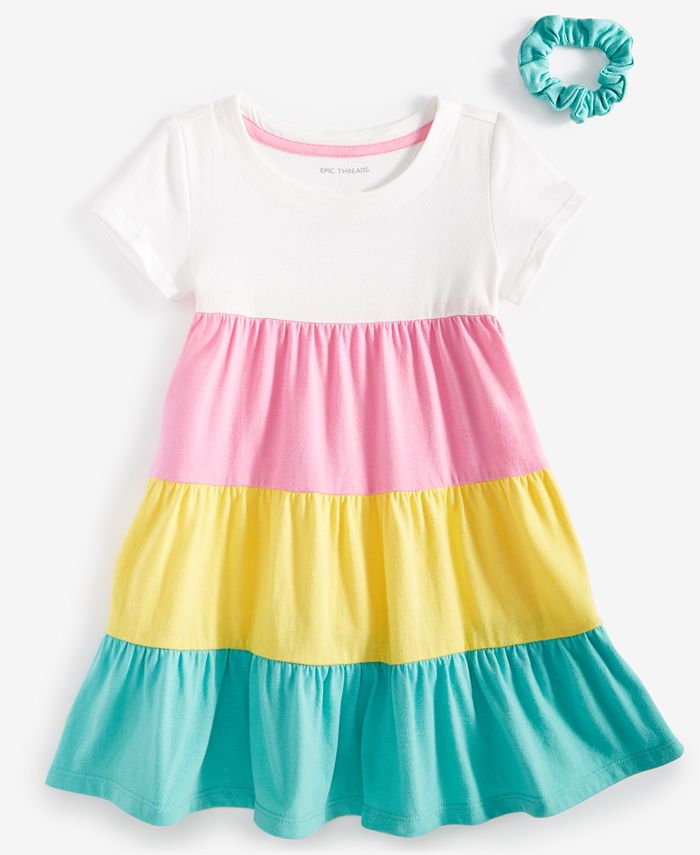 Epic Threads Toddler Girls Colorblocked Tiered Dress with Scrunchie ...