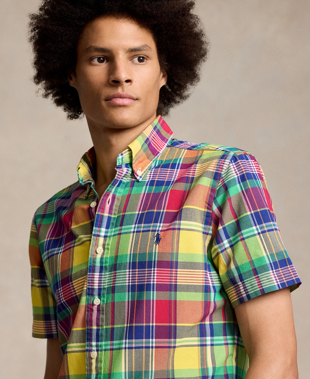 Polo Ralph Lauren Men's Classic-Fit Yarn-Dyed Plaid Cotton Oxford Button-Down Shirt -Red Multi