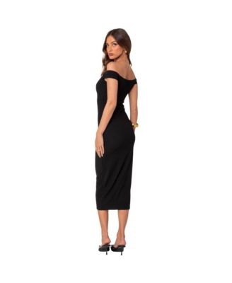 Kyla Off Shoulder Ribbed Midi Dress