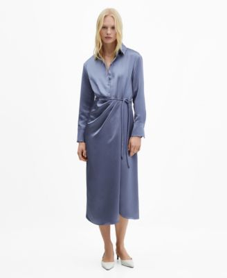 mango satin shirt dress MANGO Women's Satin Shirt Dress