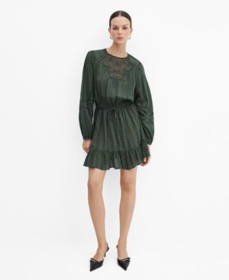 green emerald velvet dress MANGO Elsa Dress White 21 (MD) at Amazon Women's Clothing store main image 0