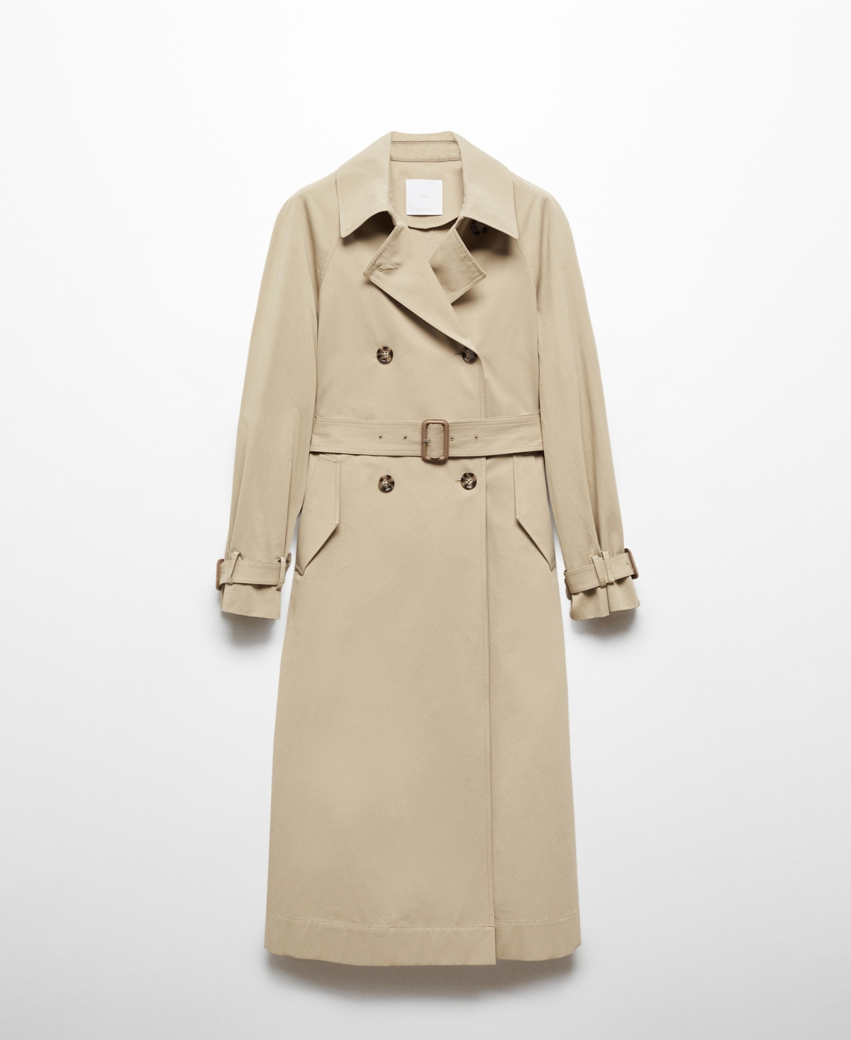 Shop Mango Women's Double-breasted Cotton Trench Coat In Light Beige