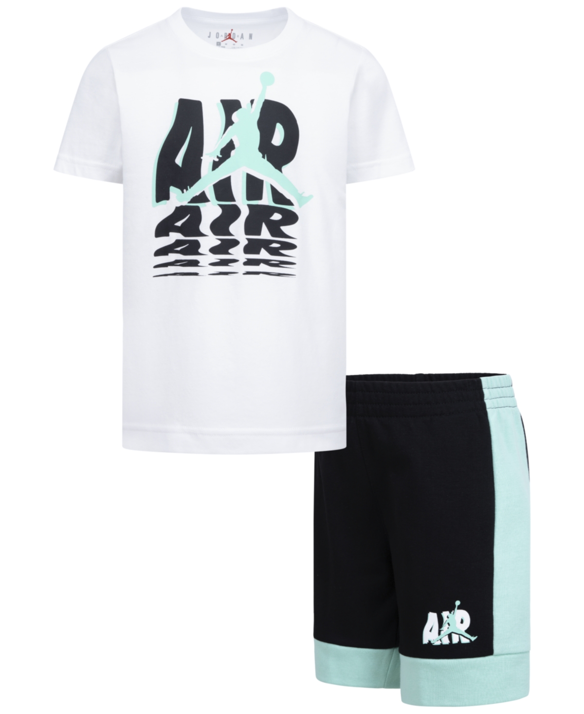 Shop Jordan Little Boys Galaxy Graphic T-shirt & French Terry Shorts, 2 Piece Set In Black