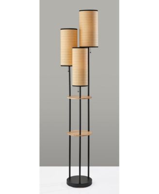 68.5" Wood Shelves Trio Floor Lamp