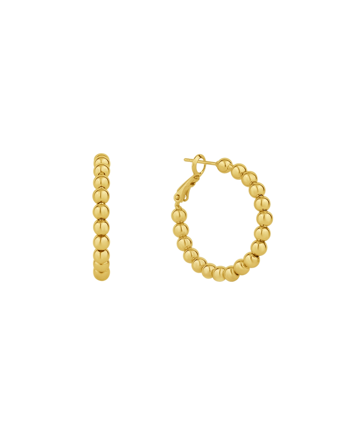 18K Gold Plated or Silver Plated Bead Hoop Earring - Gold