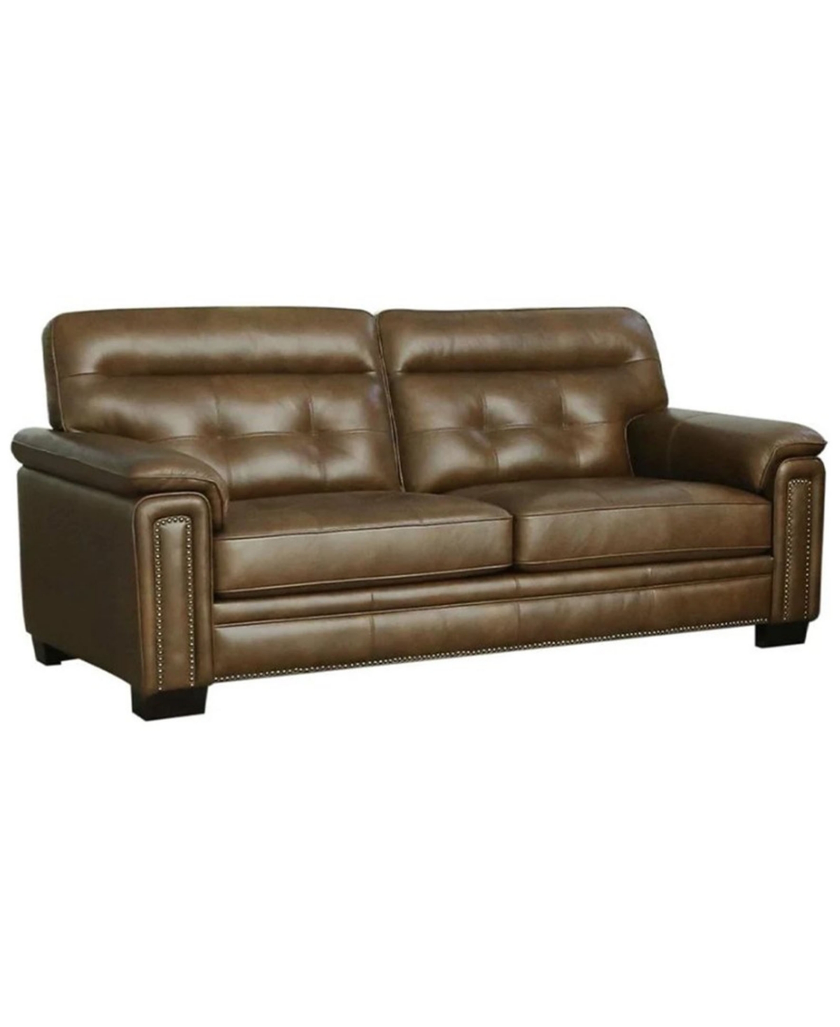Shop Abbyson Living Harrison 87" Leather Traditional Sofa In Brown