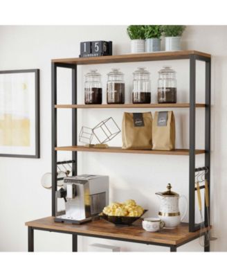 6-tier Industrial Baker's Rack Microwave Oven Stand With 6 Hooks And Metal Frame
