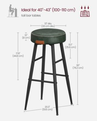 Set Of 2, Kitchen Bar Stools, Breakfast Stools, Synthetic Leather With Stitching
