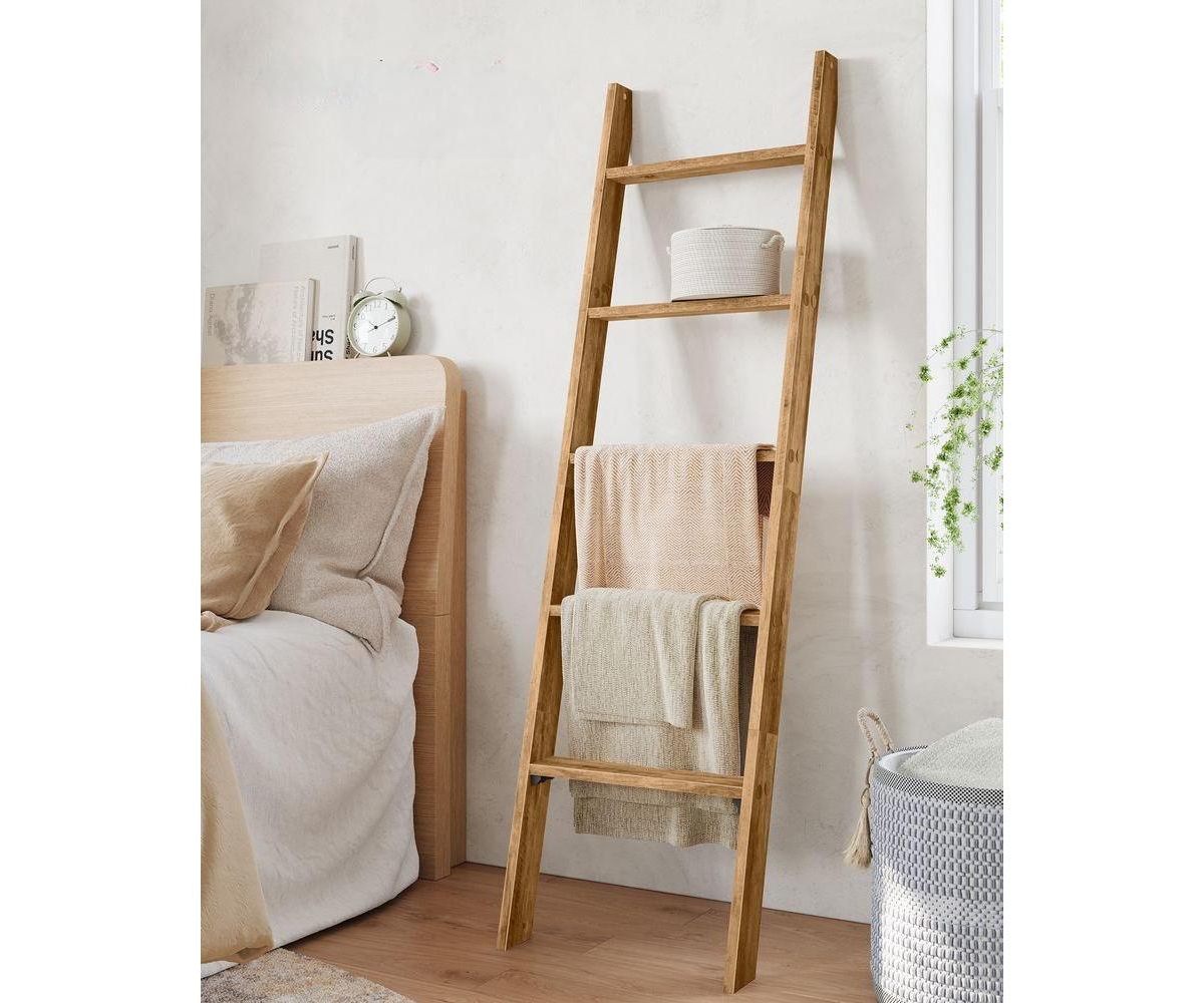 Slickblue Decorative Blanket Ladder, 5-Tier Ladder Shelf, Ladder Rack for Storage and Decor
