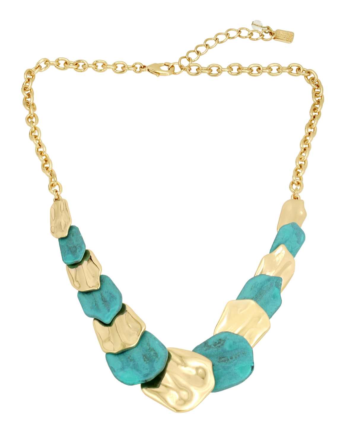 Turquoise Patina Petal Layered Bib Necklace - Patina